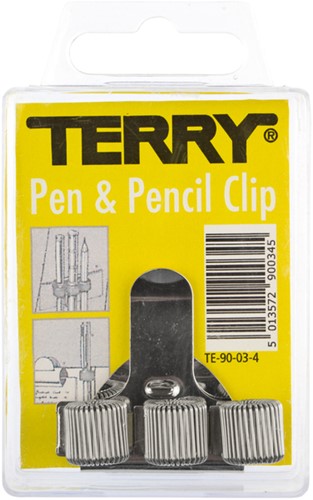 Terry Clip tbv 3 pennen/potlood zilverkleurig