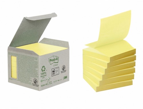Memoblok 3M Post-it Z-Note R330-1B 76x76mm recycled geel
