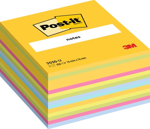 Memoblok 3M Post-it 2030U kubus 76x76mm neon regenboog