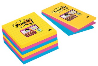 Memoblok Post-it 4690 Super Sticky 101x152mm lijn Carnival 3 stuks-2