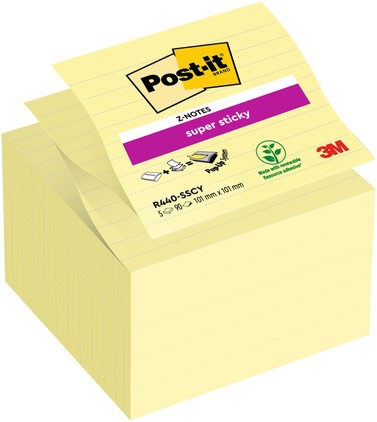 Memoblok 3M Post-it Z-Notes 100x100mm S440 Super Sticky geel