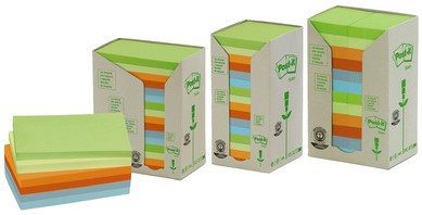 Memoblok 3M Post-it 654-1RPT 76x76mm 16 stuks recycled rainbow pastel-3
