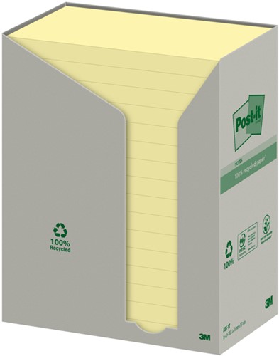 Memoblok 3M Post-it 655YRT 76x127mm 16 stuks recycled geel