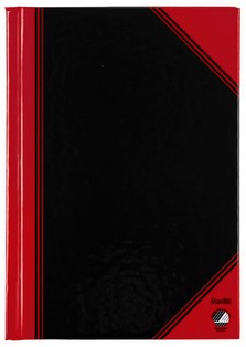 Notitieboek zwart/rood A6 lijn 60gr 96vel
