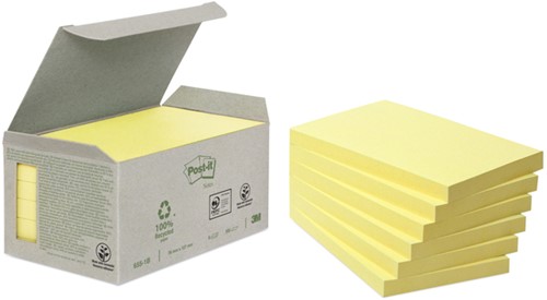 Memoblok 3M Post-it 655-1B 76x127mm 6 stuks recycled geel