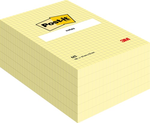 Memoblok 3M Post-it 662YEL 102x152mm ruit geel