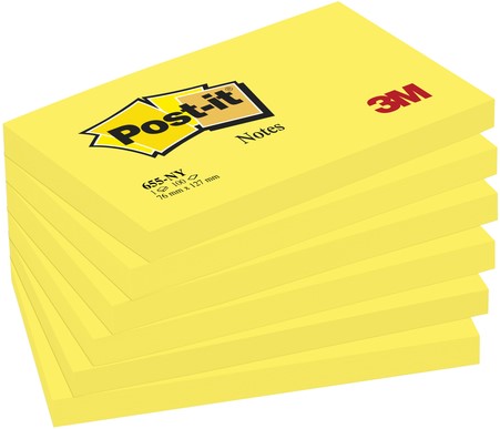 Memoblok 3M Post-it 655-NGE 76x127mm neon geel