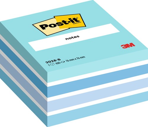 Memoblok 3M Post-it 2028B kubus 76x76mm pastel blauw