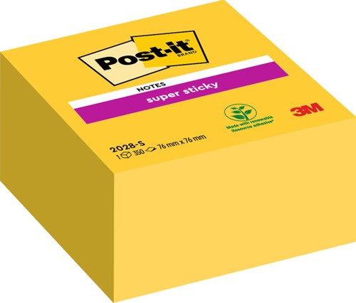 Memoblok 3M Post-it 2028S kubus Super Sticky ultra geel