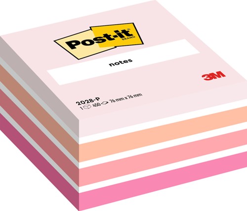 Memoblok 3M Post-it 2028P kubus 76x76mm aqua roze 450vel