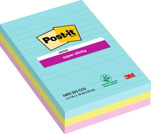 Memoblok 3M Post-it 4690 Super Sticky 101x152mm Miami