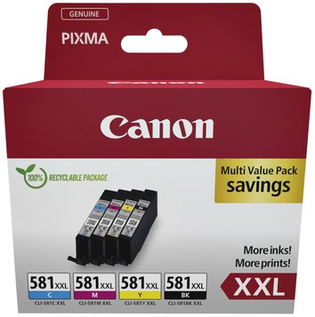 Inktcartridge Canon CLI-581XXL zwart + 3 kleuren EHC