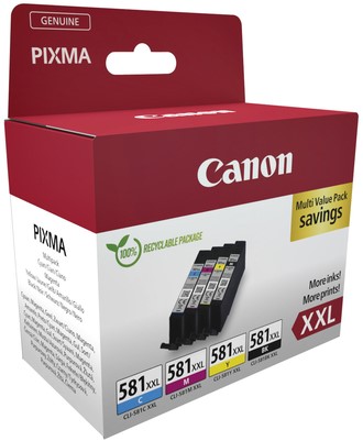 Inktcartridge Canon CLI-581XXL zwart + 3 kleuren EHC-2
