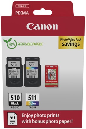 Inktcartridge Canon PG-510 + CL-511 zwart + kleur