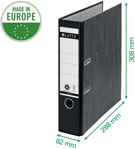 Ordner Leitz A4 80mm karton gewolkt zwart-3