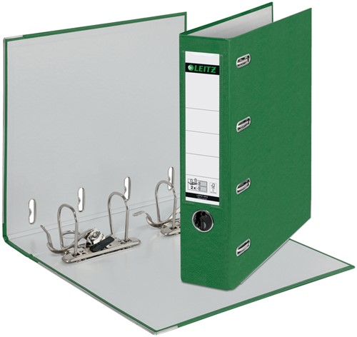 Giro-/bank ordner Leitz A4 met dubbele mechaniek 80mm PP groen