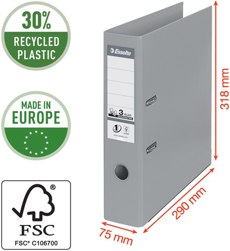 Ordner Esselte No.1 Power VIVIDA 75mm 30% gerecycled PP folie wit-3