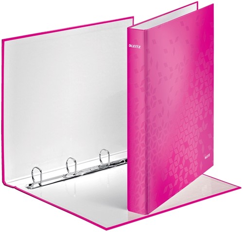 Ringband Leitz WOW A4 4-rings D-mech 25mm karton roze-2
