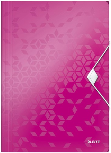 Elastomap Leitz WOW 3-kleps A4 PP roze