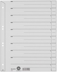 Scheidingsbladen Leitz A4 karton 200gr 6-gaats grijs 100 stuks
