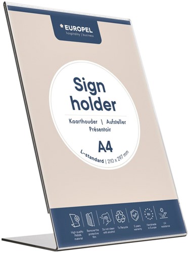 Kaarthouder OPUS 2 L-standaard A4 staand acryl