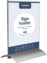 Kaarthouder OPUS 2 T-standaard A5 staand acryl aluminium