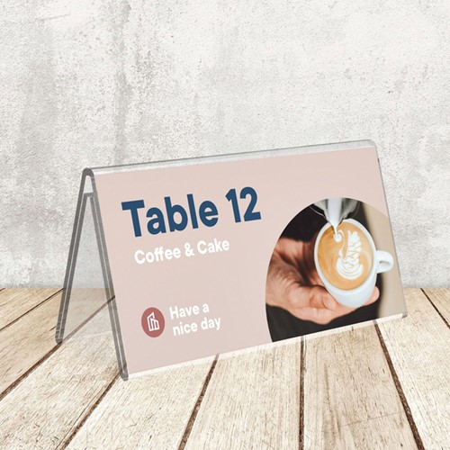 Tafelnaambord OPUS 2 V-standaard 70mmx150mm acryl-3