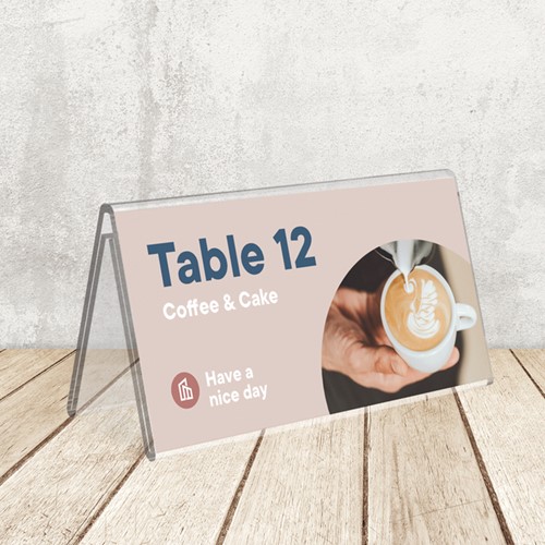 Tafelnaambord OPUS 2 V-standaard  210x100mm acryl-2