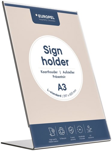 Kaarthouder OPUS 2 L-standaard A3 staand acryl