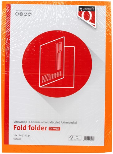 Vouwmap Quantore A4 ongelijke zijde 230gr oranje-2