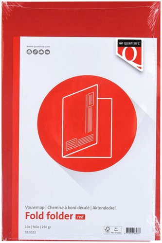 Vouwmap Quantore Folio ongelijke zijde 320gr rood-2