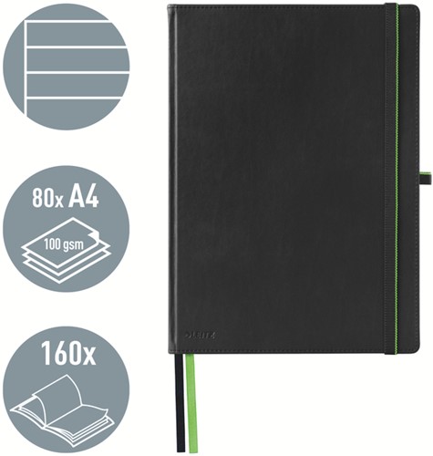 Notitieboek Leitz Complete hardcover A4 gelinieerd zwart