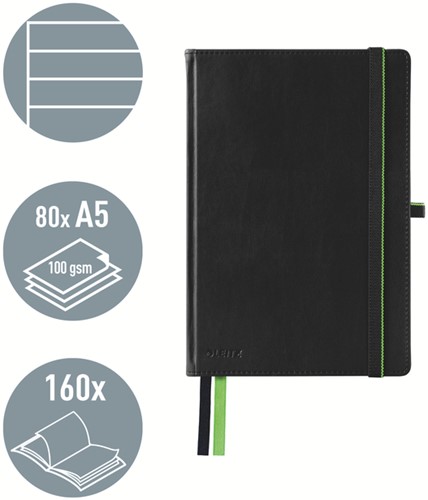 Notitieboek Leitz Complete hardcover A5 gelinieerd zwart