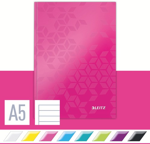 Notitieboek Leitz WOW A5 gelinieerd roze-3