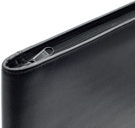 Schrijfmap van der Spek 384 A4 generfd leer met rits zwart-3