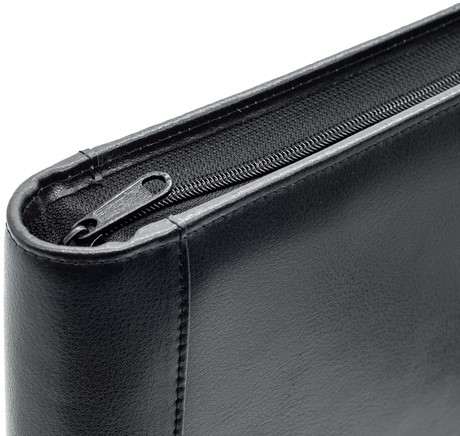 Schrijfmap van der Spek A4 4R 25mm O-mech rits rundleer met nerf zwart-3