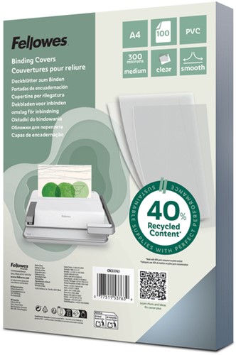 Voorblad Fellowes A4 PVC 300micron recycled 100 stuks