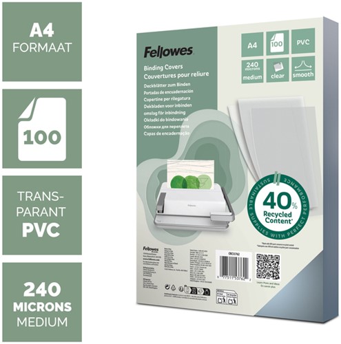 Voorblad Fellowes A4 PVC 240micron recycled 100 stuks-3