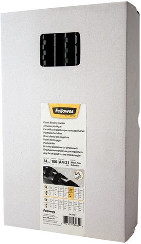 Bindrug Fellowes 14mm 21rings A4 zwart 100stuks
