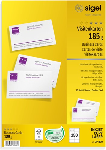 Visitekaartjes Sigel 180gr wit