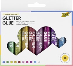 Glitterlijm Folia 9,5ml assorti blister à 10 stuks