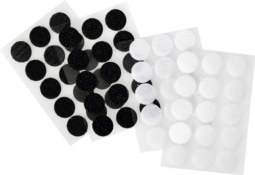 Klittenband Folia rond 2cm 15 stuks zwart 15 stuks wit-2