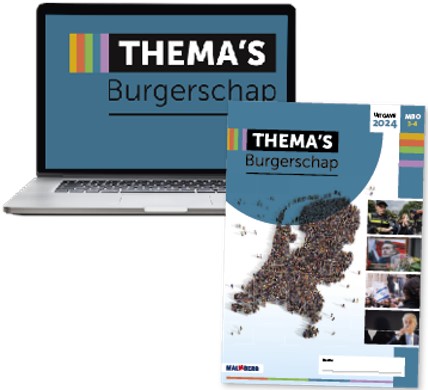 Thema's Burgerschap combi leerwerkboek+studentlicentie 12 mnd niveau 3-4 24-25 leverbaar vanaf datum 01/08/2024