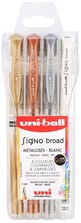 Gelschrijver Uni-ball Signo Broad metallic etui à 4 kleuren-2