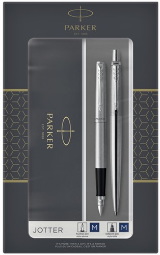 Balpen en vulpen Parker Jotter Steel CT