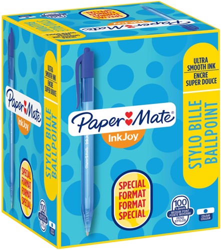 Balpen Paper Mate Inkjoy 100RT blauw medium 80+20 gratis