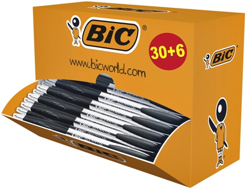 Balpen Bic Atlantis Classic zwart medium doos à 30+6 gratis