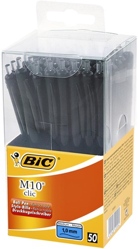 Balpen Bic M10 Tubo 50 zwart medium