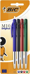 Balpen Bic M10 assorti medium blister à 4st