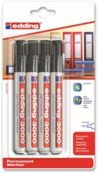 Viltstift edding 3000 rond zwart 1.5-3mm blister à 4st